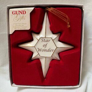 Gund Porcelain “Star of Wonder” Ornament with 14k Gold Accents – Original Box